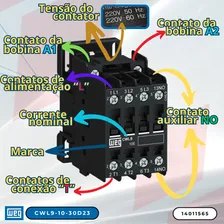Contator Marca WEG 9a Cwl9-10-30d23 220v 50/60hz Foto mini 4