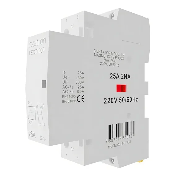 Contator Modular Chave Bipolar 25a 2na 2 Polos 220V Contatora Exatron Lect4000 Foto 1