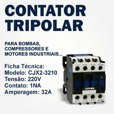Contator Tripolar 32a Cjx2 3210 - 3p + 1na 220v Foto mini  2