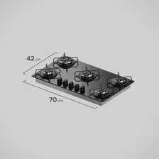 Continental KC5GP Preto 127V/220V Cooktop 5 Bocas a Gás de Vidro Temperado Foto mini 2