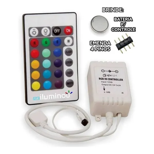 Controle Controladora Para Fita De Led Rgb Com Emenda Macho Foto 1