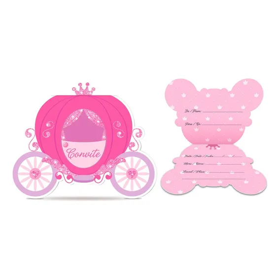 Convite Carruagem Princesas C-01 Junco 8und Foto 1