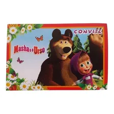 Convite De Aniversário Masha E O Urso 24 Unidades Foto  mini 1