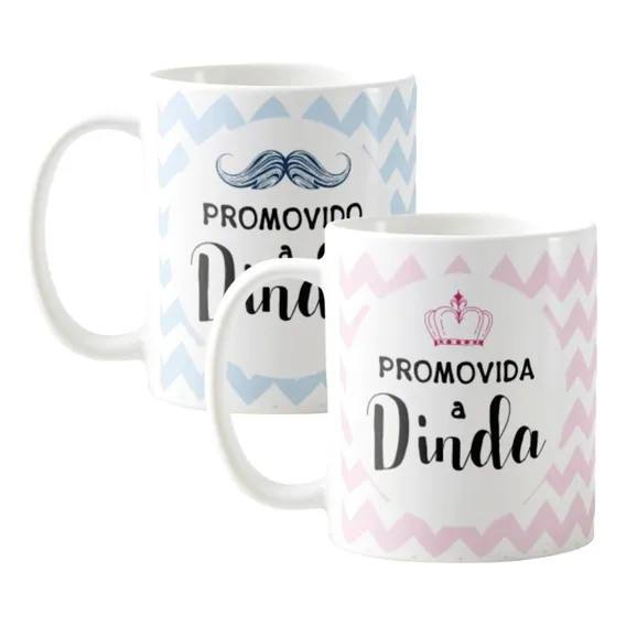 Convite De Batismo Padrinhos Kit Presente 2 Canecas + Caixa Cor Dindo E Dinda Foto 1
