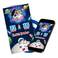 Convite Digital Com Foto Astronauta Cor Convite Astronauta Foto mini 1