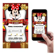 Convite Digital Interativo Minnie Vermelha Cor Vermelho Foto mini 1