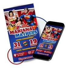 Convite Digital Interativo Superman E Mulher Maravilha Foto mini 1