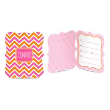 Convite Especial Chevron Pink Com Tangerina Junco 8und Foto  mini 1