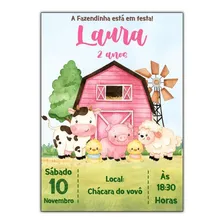 Convite Fazendinha Menina Rosa Foto mini 1