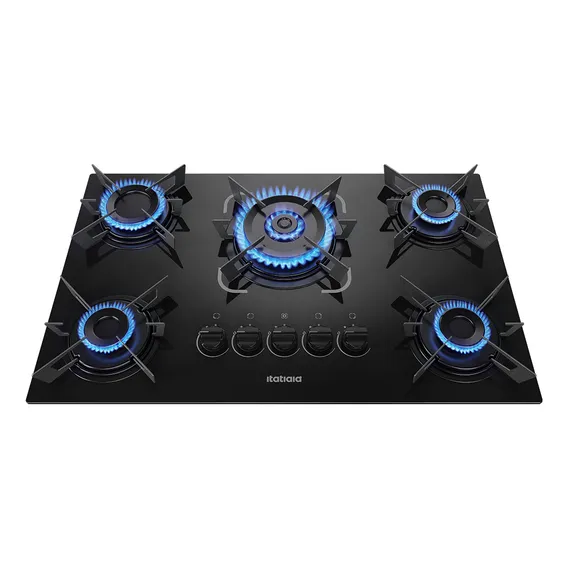 Cooktop 5 Bocas A Gás Itatiaia Electra Glass Tripla Chama Acendimento Superautomático Preto Bivolt Foto 1