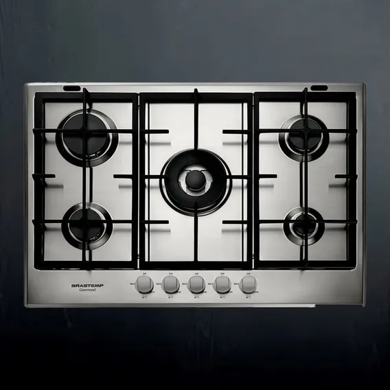 Cooktop 5 Bocas Brastemp Gourmand Inox Com Duplachama E Trem 220V Foto 1