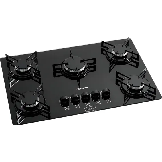 Cooktop 5 Bocas Fogão A Gás Atalanta Preto Realce Bivolt Biv Foto 1