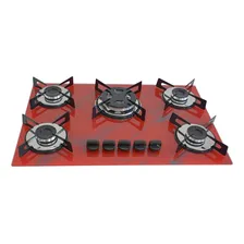 Cooktop 5 Bocas Tripla Chama - Marmorizado Vermelho Bivolt Foto mini 2