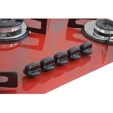 Cooktop 5 Bocas Tripla Chama - Marmorizado Vermelho Bivolt Foto mini 3