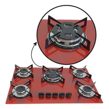 Cooktop 5 Bocas Tripla Chama - Marmorizado Vermelho Bivolt Foto mini 4