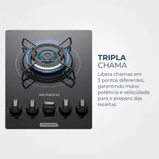 Cooktop a Gás, 5 Bocas Mondial Preto/Inox Bivolt Vidro Temperado CTG-03 Foto mini 4