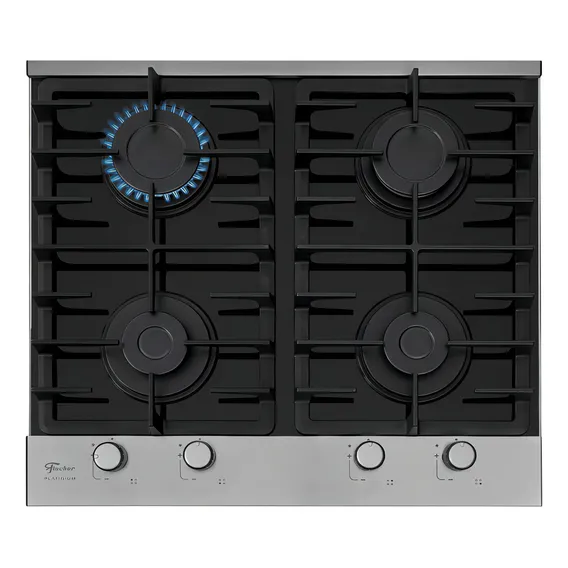 Cooktop A Gás Fischer 4 Bocas Platinium Trempe Ferro Fundido Foto 1