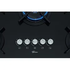 Cooktop Fischer 5 Bocas Tripla Chama Infinity Gás Preto Foto mini 4