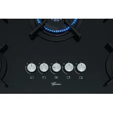 Cooktop Fischer 5 Bocas Tripla Chama Infinity Gás Preto 110v/220v Foto mini 4