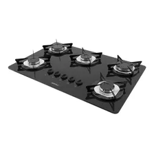 Cooktop Nardelli À Gás Ndl 5b Vidro Preto Flange Inox Bivolt Foto  mini 1