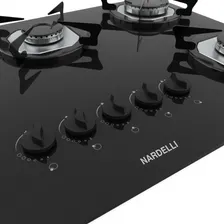 Cooktop Nardelli À Gás Ndl 5b Vidro Preto Flange Inox Bivolt Foto mini  3