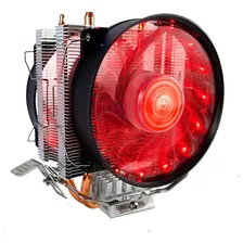 Cooler Duplo Cpu Dual Fan Pc Intel 775 1151 1155 Amd Am3 Am4 Led Vermelho Foto  mini 1
