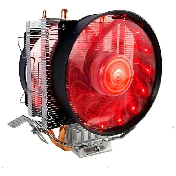 Cooler Duplo Cpu Dual Fan Pc Intel 775 1151 1155 Amd Am3 Am4 Led Vermelho Foto 1