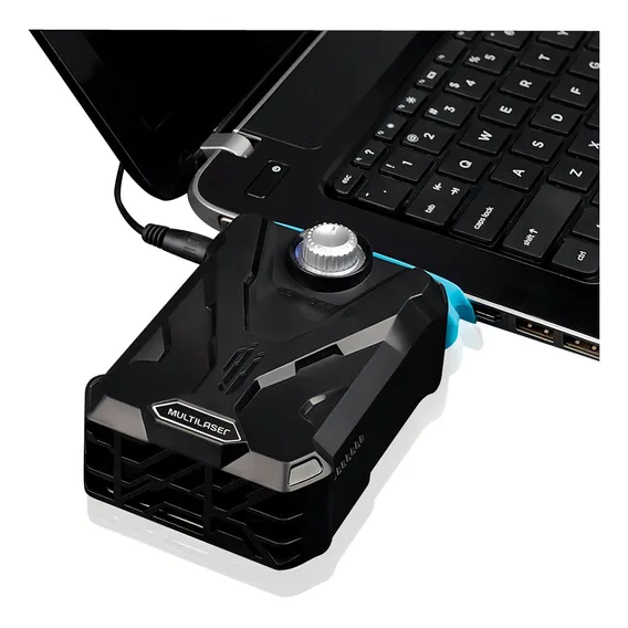 Cooler Extrator Multilaser Para Notebook Gamer Warrior Ac268 Cor Preto/azul Foto 1
