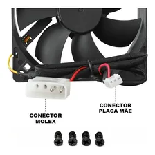 Cooler Fan Preto 120x120x25 12cm 120mm Gabinete Ventoinha Foto mini 4