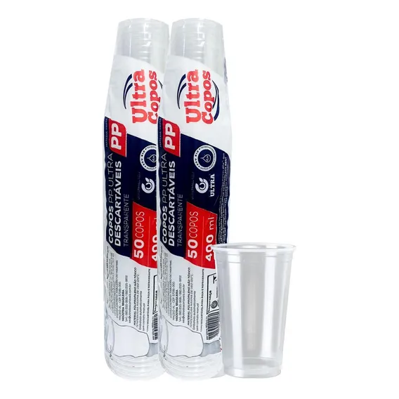 Copo 500ml Descartavel Plástico Pp Liso 100 Unid Chopp Suco Foto 1