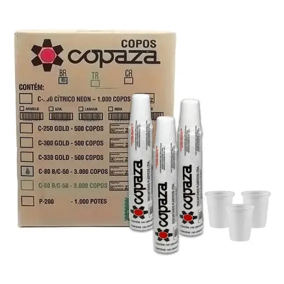 Copo 80ml Descartavel Caixa C/3000 - Branco - Copaza Foto 1