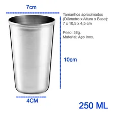 Copo Aço Inox 250ml Mantém Gelado Para Cerveja Suco Água Cor Copo Aço Inox 250ml Resistente Foto mini 2