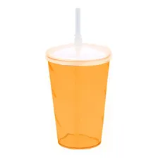 Copo Acrílico Com Tampa E Canudo 700ml Twister Shake Cor Laranja Foto  mini 1