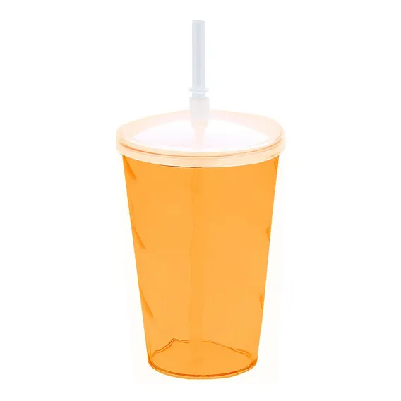 Copo Acrílico Com Tampa E Canudo 700ml Twister Shake Cor Laranja Foto 1
