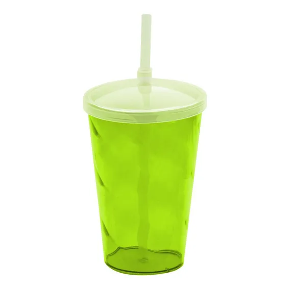 Copo Acrílico Com Tampa E Canudo 700ml Twister Shake Cor Verde Foto 1