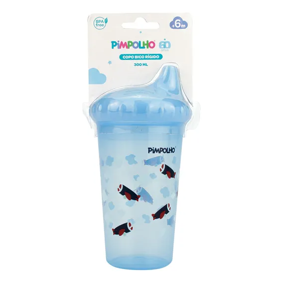 Copo Bico Rigido Pimpolho 300ml 6m+ Azul Avião 97972 Foto 1
