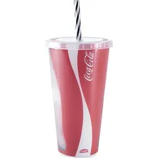 Copo C/ Canudo Coca-cola America Plasutil Foto mini 2
