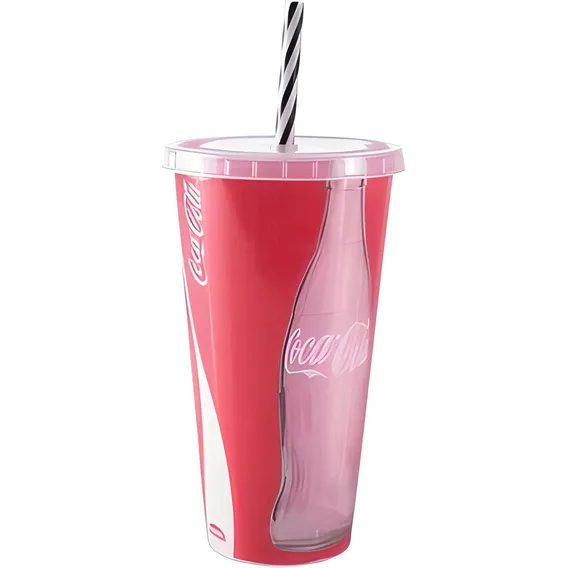 Copo C/ Canudo Coca-cola America Plasutil Foto 1
