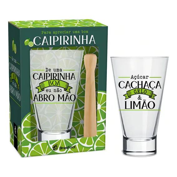Copo Caipirinha Long 400ml Com Socador - Caipirinha Boa Cor Verde Foto 1