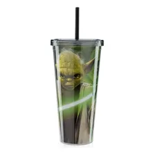 Copo Com Canudo Star Wars Força Yoda 650ml Foto  mini 1