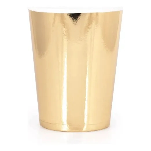 Copo De Papel 250ml Metalizado Dourado C/ 10 Unid Foto 1
