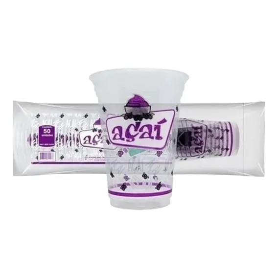 Copo Descartável 500ml Personalizado Açaí C/ 200 Unidades Cor Transparente Foto 1