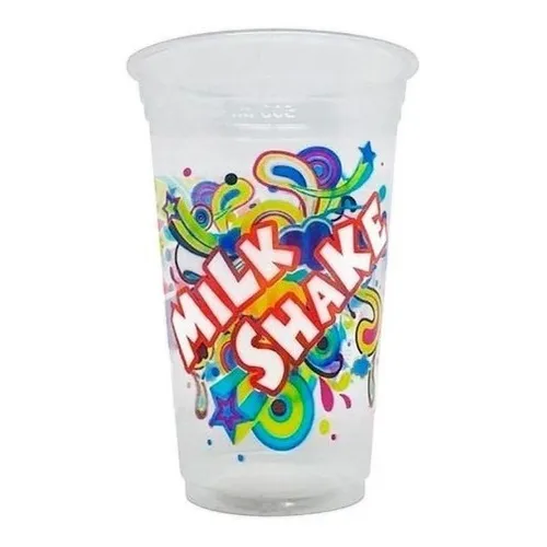Copo Descartável Milk Shake 500 Tampa Bolha Canudo 50 Un Foto 1