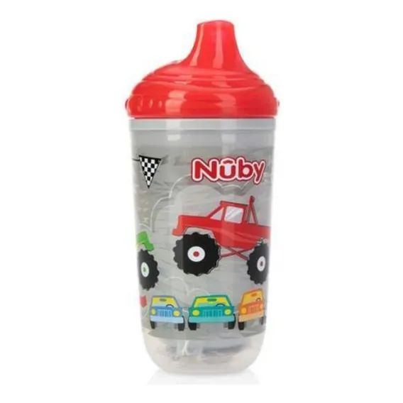 Copo Divertido Pisca Pisca Térmico Antivazamento 300ml Nuby Cor Cinza Carrinhos Foto 1