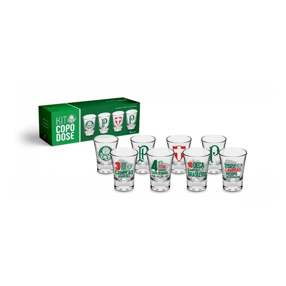 Copo Dose Palmeiras Cachaça Tequila Lindo Presente Kit 4un Cor Transparente Foto 1