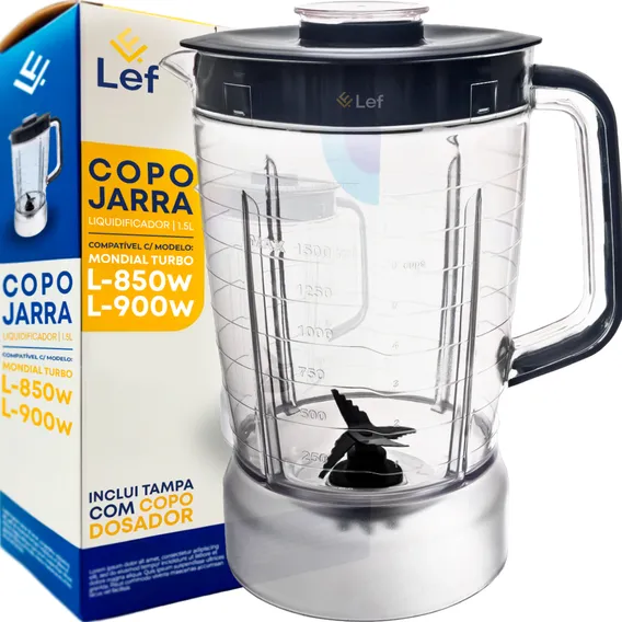 Copo Jarra Lef para Liquidificador Mondial L-850w L-900w Cristal Foto 1