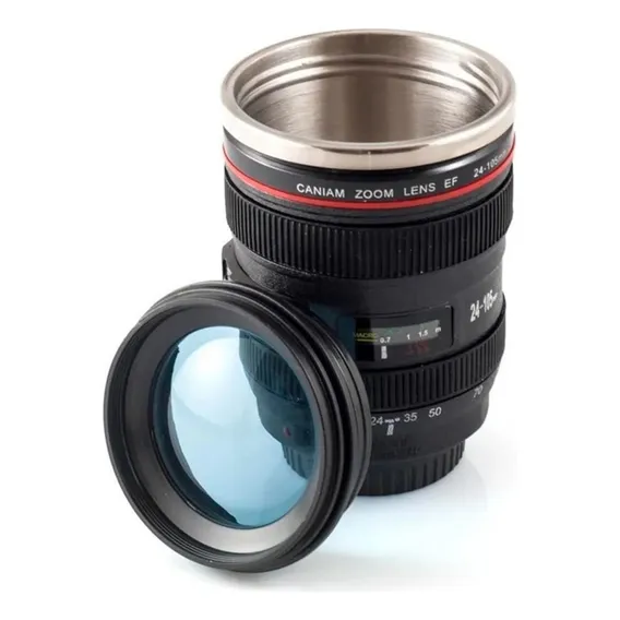 Copo Lente Câmera Caniam | Caneca Térmica | Macro Ef24-105mm Cor Preto Lente Aberta Foto 1