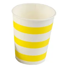 Copo Papel Listrado Amarelo Biodegradável - 10 Und. - 270 Foto  mini 1