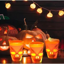 Copo Plastico Dose Shot Caveira Led Kit C/03 Unidades Cor Branco/laranja Foto mini 1