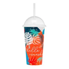 Copo Shake 550ml Com Canudo - Jaguar Plásticos Cor Tropical Foto  mini 1